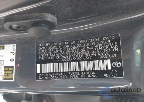 2013 Toyota Prius Plug-In from USA, damaged, VIN JTDKN3DP2D3048347